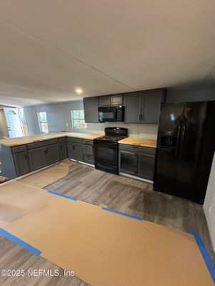 Interior, Kitchen, Recessed Lighting, Wood Texture Flooring