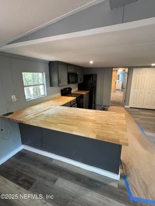 Interior, Kitchen, Recessed Lighting, Wood Texture Flooring
