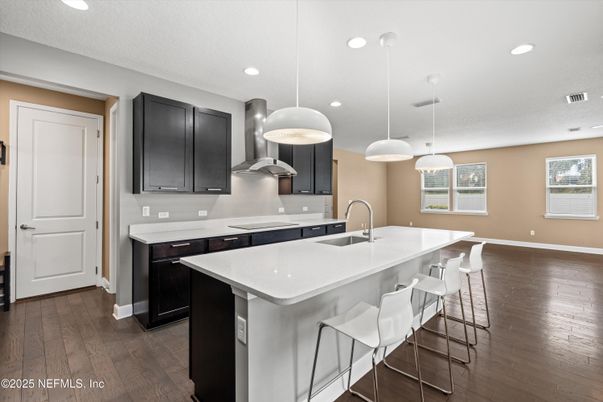 Interior, Kitchen, Pendant Lights, Recessed Lighting, Wood Texture Flooring