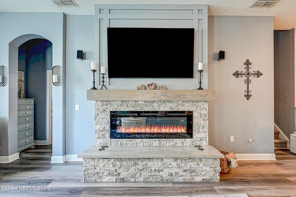 Fireplace, Interior, Wood Texture Flooring