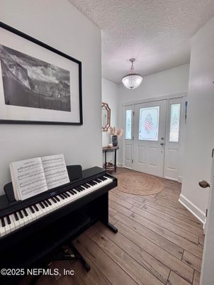 Interior, Pendant Lights, Piano, Wood Texture Flooring