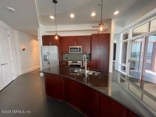 Interior, Kitchen, Pendant Lights, Recessed Lighting, Stainless Steel Appliances, Water