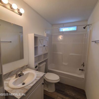 Bathroom, Interior, Tile Countertops, Wood Texture Flooring