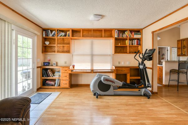 Fitness Equipment, Home Office, Interior, Wood Texture Flooring