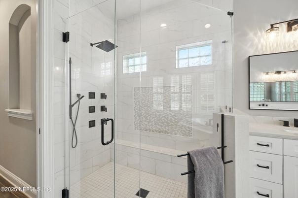 Bathroom, Glass Shower, Interior, Marble Walls