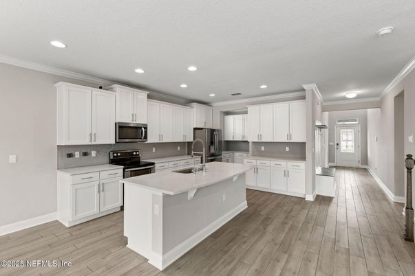 Interior, Kitchen, Recessed Lighting, Wood Texture Flooring