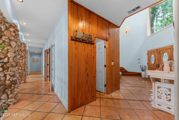Interior, Recessed Lighting, Stone Walls, Wooden Walls