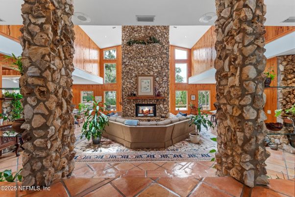 Fireplace, Interior, Living room, Stone Walls, Wooden Walls