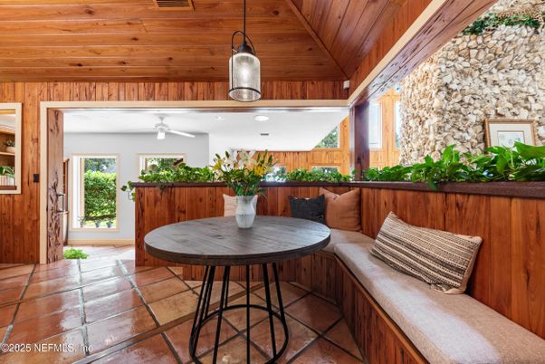 Interior, Pendant Lights, Stone Walls, Wooden Ceilings, Wooden Walls
