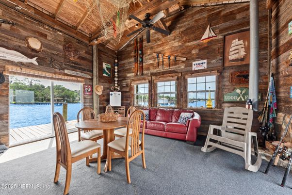 Dining room, Interior, Water, Wooden Beams, Wooden Ceilings, Wooden Walls