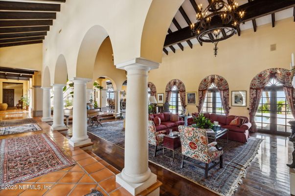 Chandelier, Interior, Living room, Wooden Beams
