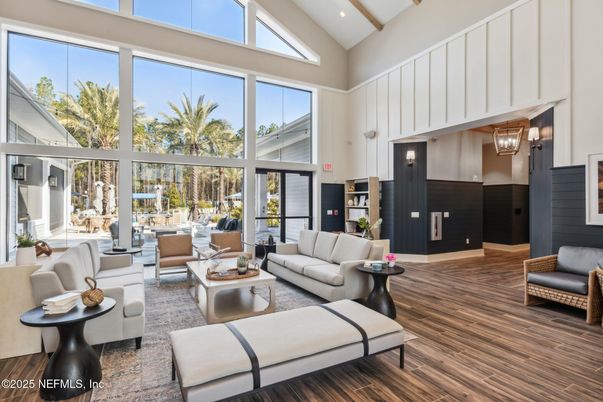Interior, Living room, Recessed Lighting, Wood Texture Flooring