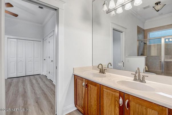 Bathroom, Dual Sink Vanities, Interior, Wood Texture Flooring