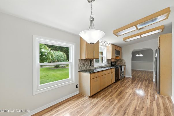 Interior, Kitchen, Pendant Lights, Wood Texture Flooring