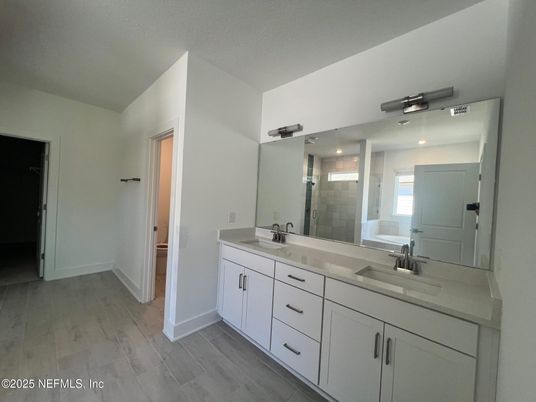 Bathroom, Dual Sink Vanities, Interior, Wood Texture Flooring