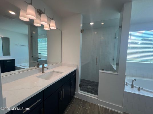 Bathroom, Dual Sink Vanities, Glass Shower, Interior, Recessed Lighting