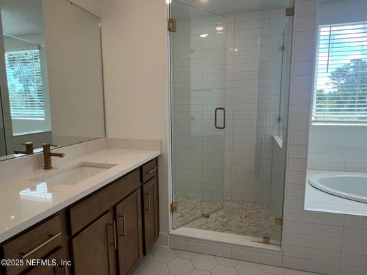 Bathroom, Dual Sink Vanities, Glass Shower, Interior, Recessed Lighting