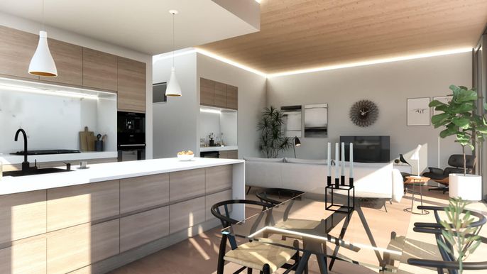 Interior, Kitchen, Pendant Lights, Wooden Ceilings
