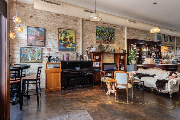 Interior, Pendant Lights, Piano, Stone Walls