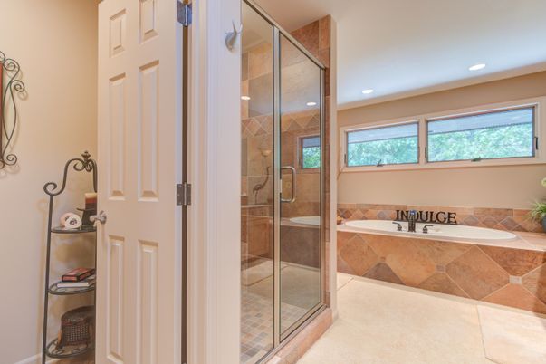 Bathroom, Glass Shower, Interior, Recessed Lighting