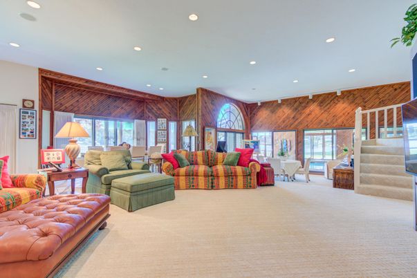Interior, Living room, Recessed Lighting, Wooden Walls