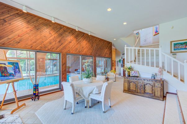 Dining room, Interior, Recessed Lighting, Wooden Ceilings