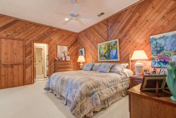 Bedroom, Interior, Recessed Lighting, Wooden Walls