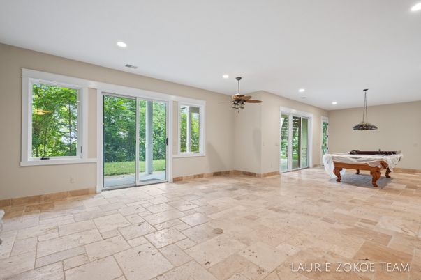 Billiard Table, Game Room, Interior, Pendant Lights, Recessed Lighting