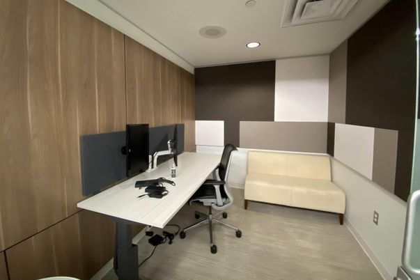 Home Office, Interior, Recessed Lighting, Wood Texture Flooring