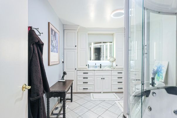 Bathroom, Glass Shower, Interior, Recessed Lighting