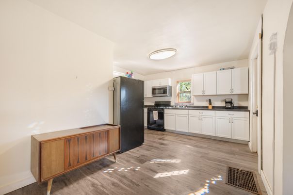 Interior, Kitchen, Stainless Steel Appliances, Wood Texture Flooring