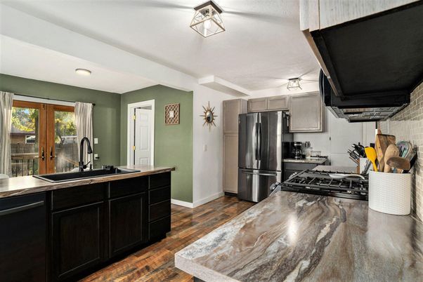 Interior, Kitchen, Recessed Lighting, Wood Texture Flooring