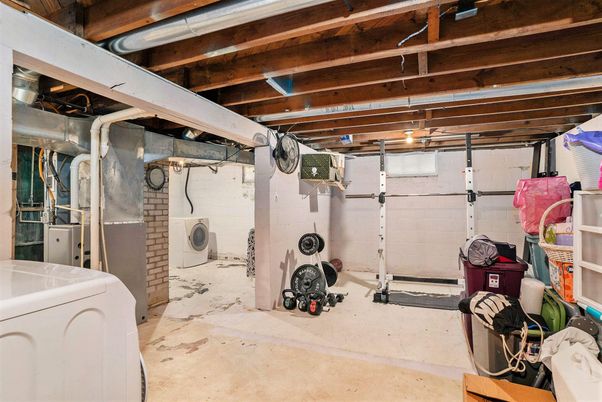 Fitness Equipment, Interior, Stone Walls, Washer, Wooden Beams
