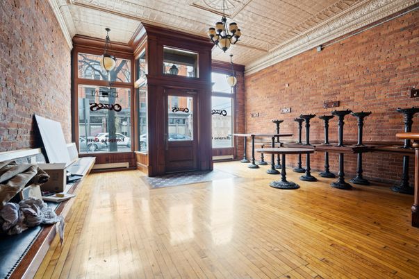 Interior, Pendant Lights, Stone Walls, Wood Texture Flooring