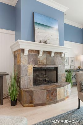 Fireplace, Interior, Wood Texture Flooring