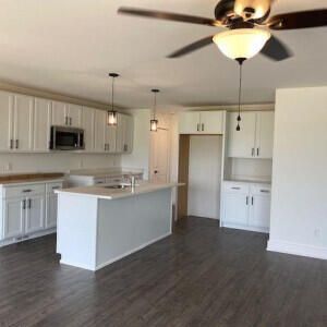 Interior, Kitchen, Pendant Lights, Wood Texture Flooring