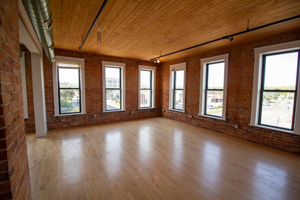 Empty room, Interior, Stone Walls, Wooden Ceilings, Wood Texture Flooring