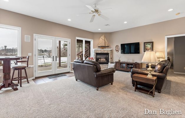 Fireplace, Interior, Living room, Recessed Lighting