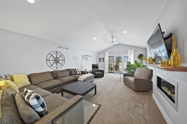 Fireplace, Interior, Living room, Recessed Lighting