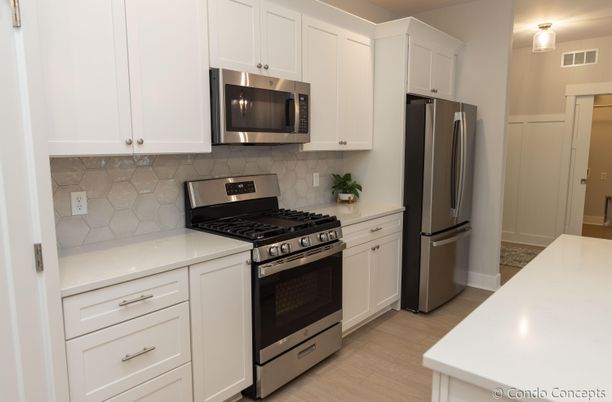 Interior, Kitchen, Stainless Steel Appliances, Wood Texture Flooring