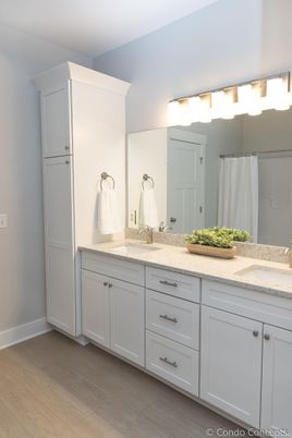 Bathroom, Dual Sink Vanities, Interior, Wood Texture Flooring