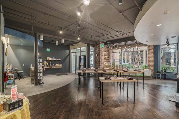 Game Room, Interior, Recessed Lighting, Stone Walls, Wood Texture Flooring
