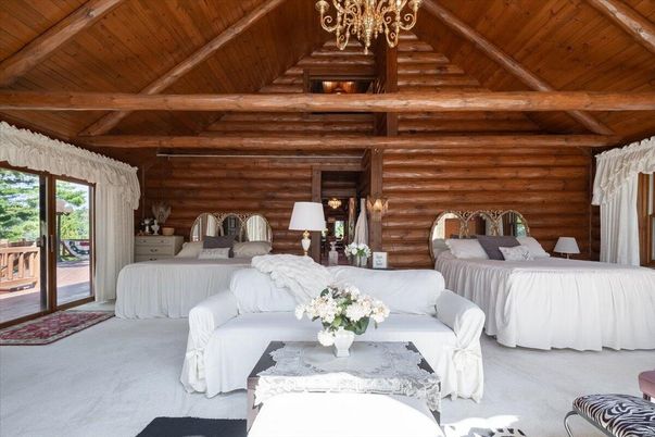 Bedroom, Chandelier, Interior, Wooden Beams, Wooden Ceilings, Wooden Walls