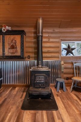 Fireplace, Interior, Wood Texture Flooring, Wooden Walls
