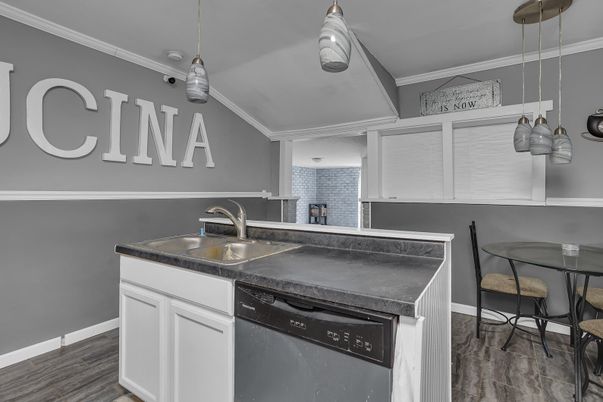 Dining room, Interior, Kitchen, Pendant Lights, Wood Texture Flooring