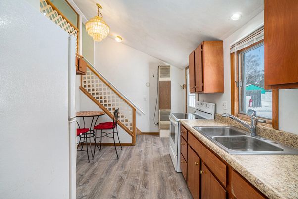 Interior, Kitchen, Recessed Lighting, Wood Texture Flooring