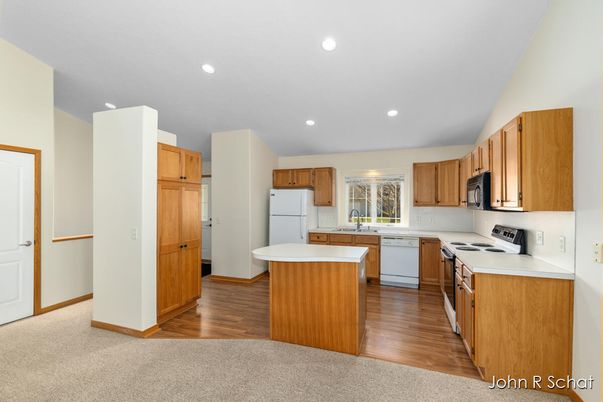 Interior, Kitchen, Recessed Lighting, Wood Texture Flooring