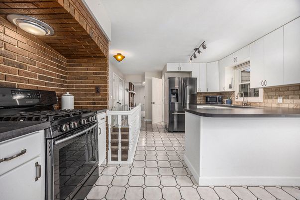 Interior, Kitchen, Stainless Steel Appliances, Stone Walls