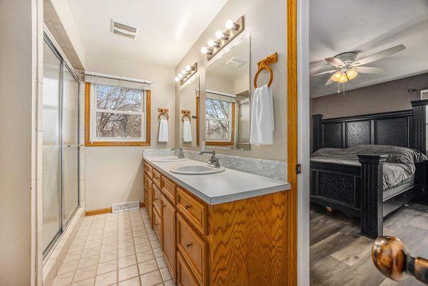 Bathroom, Bedroom, Dual Sink Vanities, Interior, Wood Texture Flooring