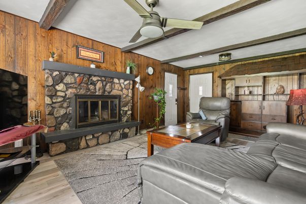 Fireplace, Interior, Living room, Wooden Beams, Wood Texture Flooring, Wooden Walls